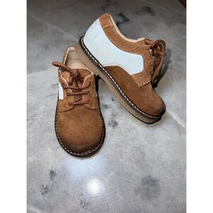 Fin & Vince Suede Retro Saddle Oxford Shoe, Cognac/ Pastel, Size 7 US & Euro 23